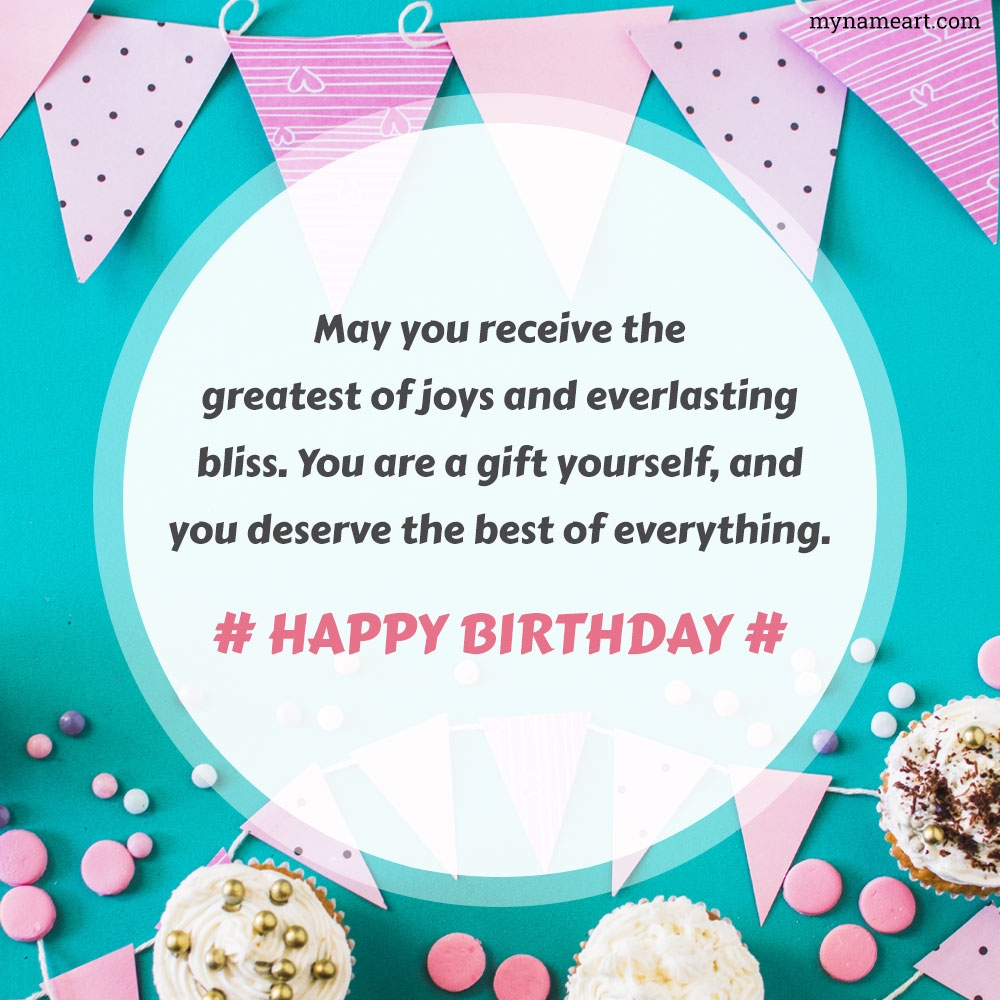 Muffins And Party Accessories With Birthday Message