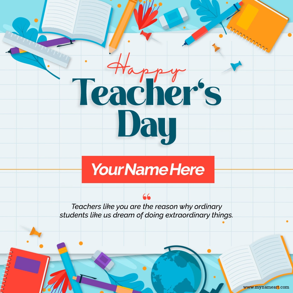 Own Name On Teachers Day Wish Image Card
