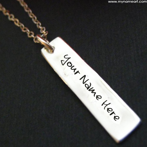 Write My Name On Silver Bar Necklace Pictures