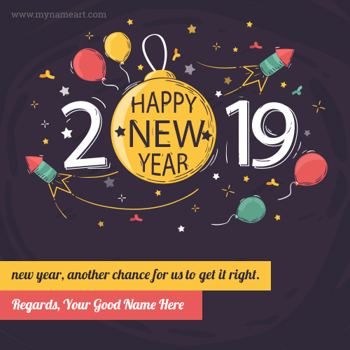 Write Name On New Year 2019 Wishes Image