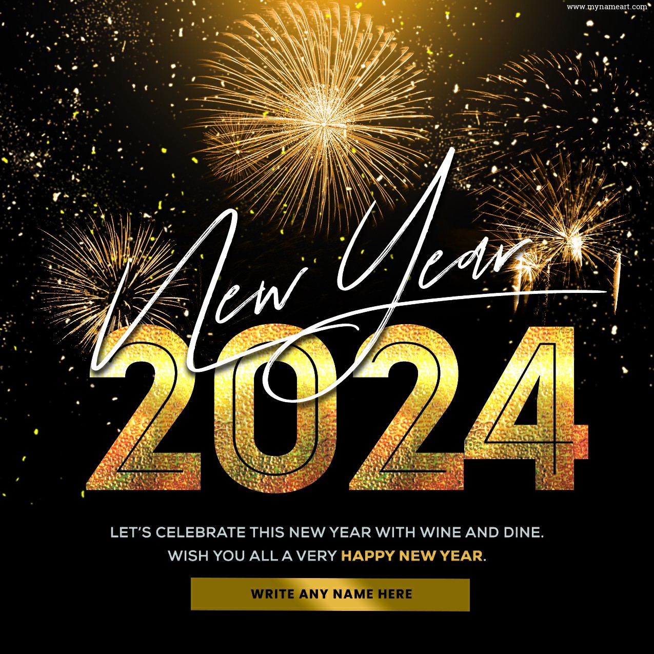 Greetings Cards Create For New Year 2024 With Name