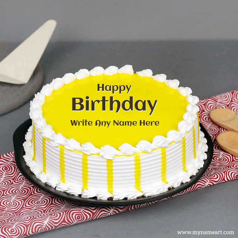 Edit Name On Pineapple Yellow Birthday Cake - Deliciously Personalized!