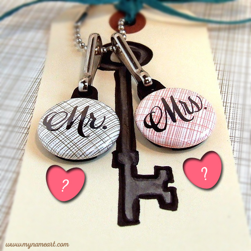 Name Latter On Heart Key Chain Hand Drawing
