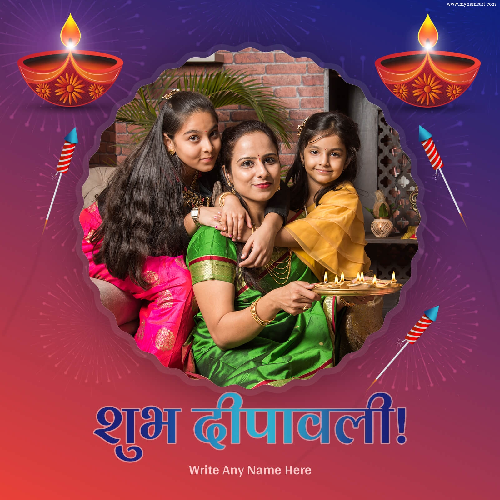 FREE Custom Diwali Card Template With Message And Caption
