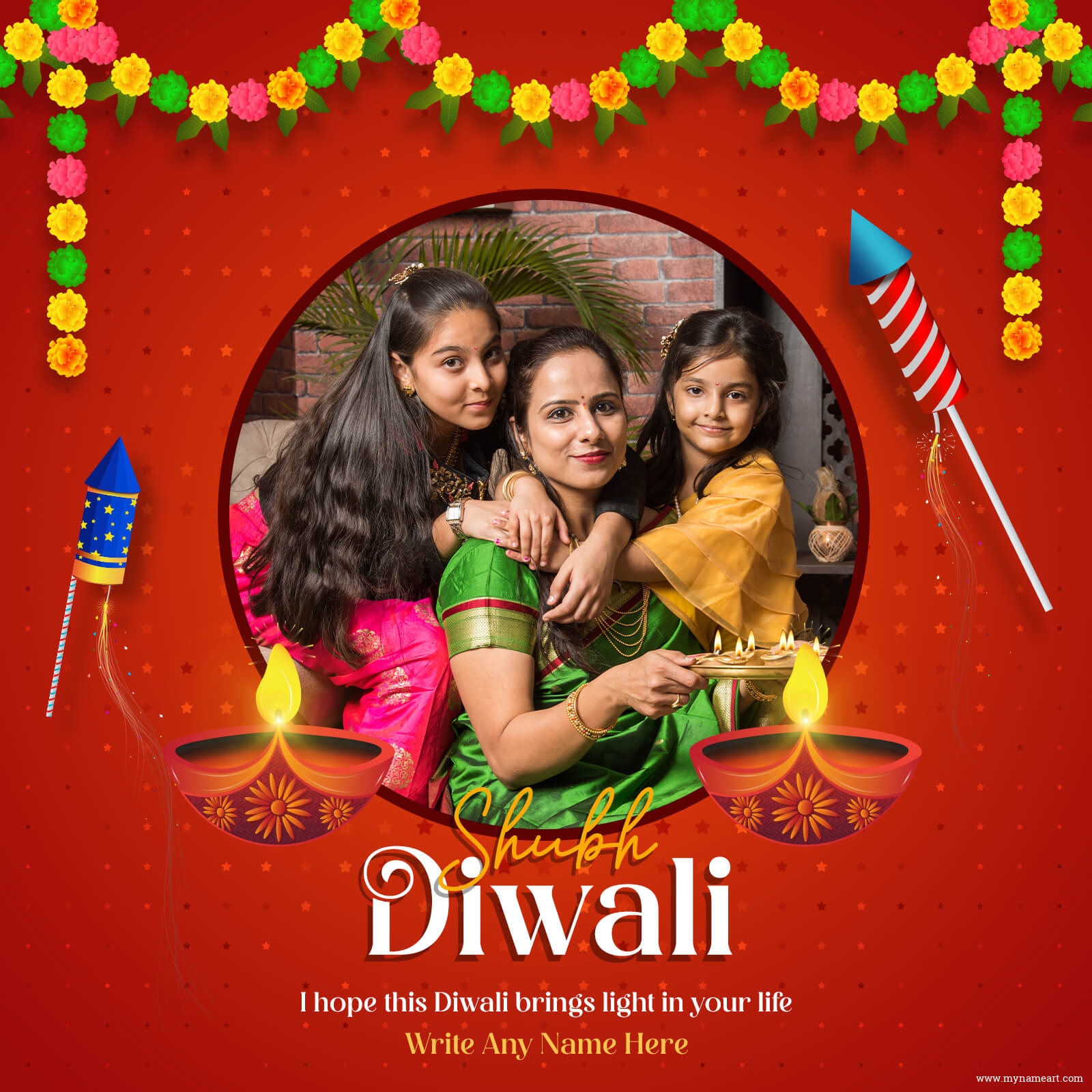 Impressive Diwali Greetings Cards With Photo And Name.