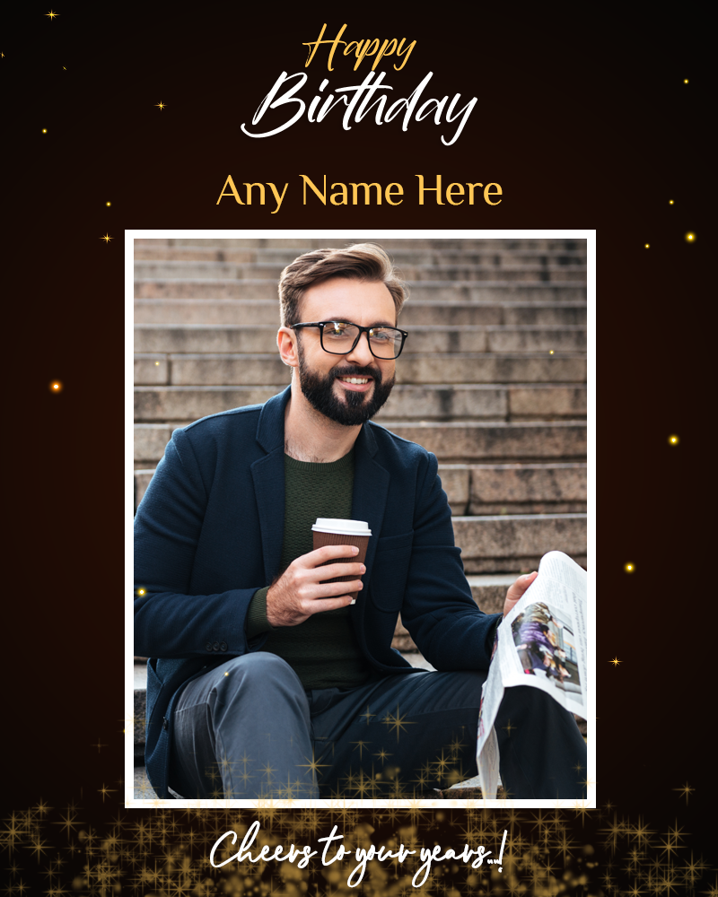 Блестящая открытка с днем ​​рождения с фото и именем