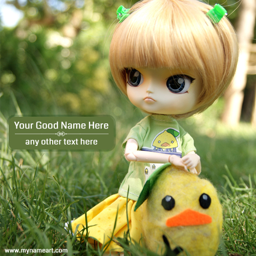 Writing Name On Sweet And Lovely Dolls With Teddy Bear Picture