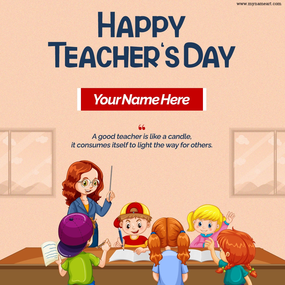 Happy Teacher's Day Free Card Maker Online Instant for Facebook Post