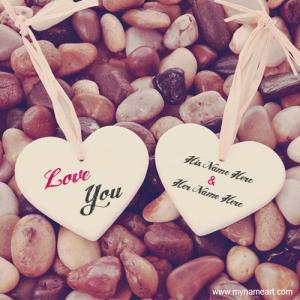 Love You Heart On Pebbles Couple Name