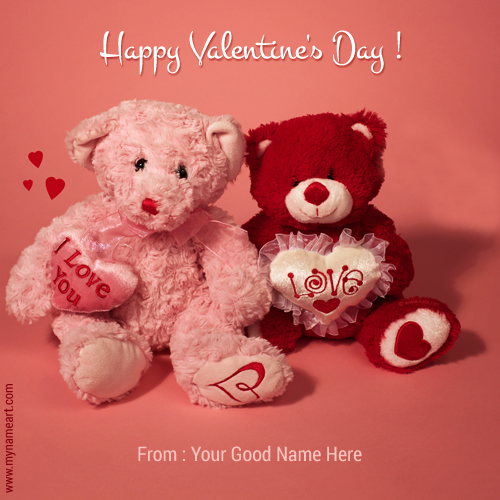 Happy Valentine's Day Wishes With Teddy Bear Image