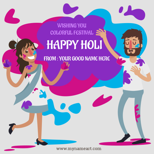 Happy Holi Image With Cartoon And With Your Name