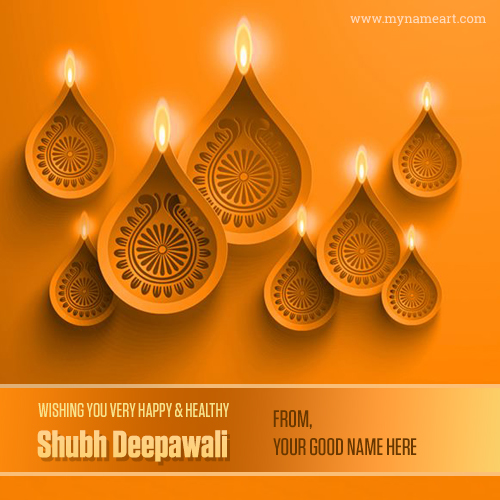 Diwali Candles With Flat Golden Background